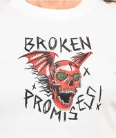 Broken Promises Batwing White Ribbed Crop T-Shirt