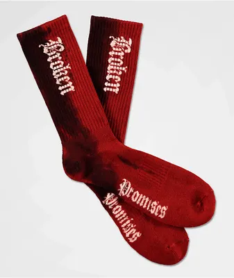 Broken Promises Black & Red Tie Dye Crew Socks