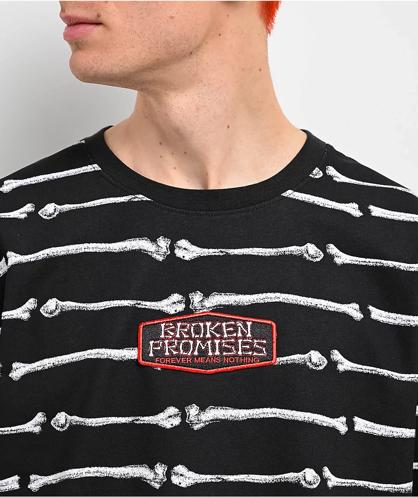 Broken Promises Bone Dry Black Stripe Knit T-Shirt