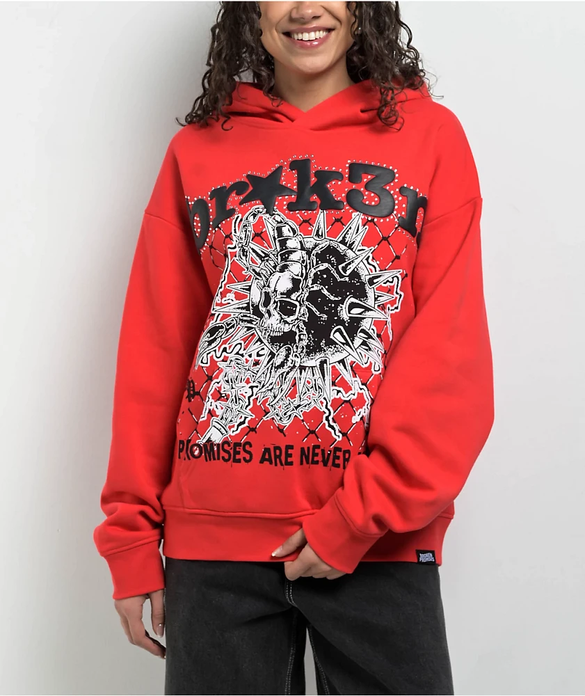 Broken Promises Breakthrough Red Rhinestone Hoodie