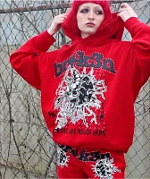 Broken Promises Breakthrough Red Rhinestone Sweat Shorts