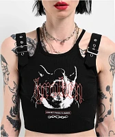 Broken Promises Buckle K9 Black Crop Tank Top