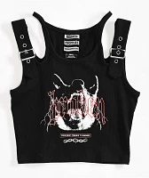 Broken Promises Buckle K9 Black Crop Tank Top