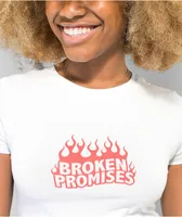Broken Promises Burn Rubber White Crop T-Shirt