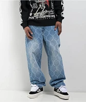 Broken Promises Chain Link Blue Wash Denim Jeans