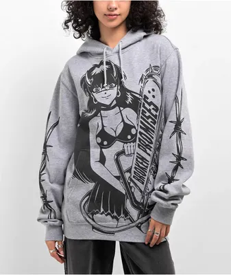 Broken Promises Chainsaw Babe Grey Hoodie