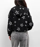 Broken Promises Chuck Black Crop Fleece Quarter Zip Hoodie