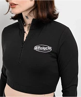 Broken Promises Chuck Black Half Zip Crop Top