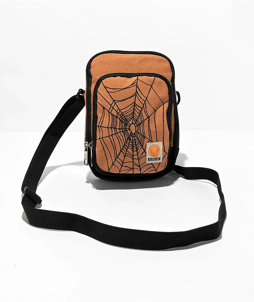 Broken Promises Cobweb Tan Crossbody Bag