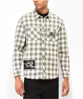 Broken Promises Corn Snake Grey Distressed Flannel Shirt