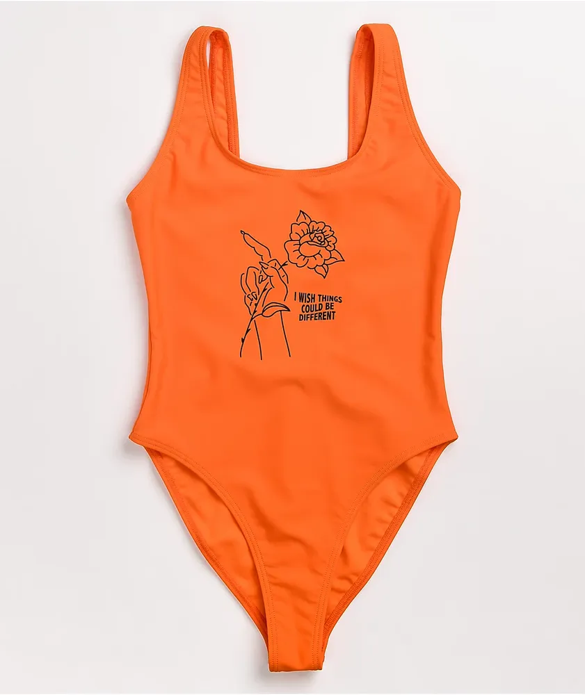 Broken Promises Could Be Different Orange One Piece Swimsuit