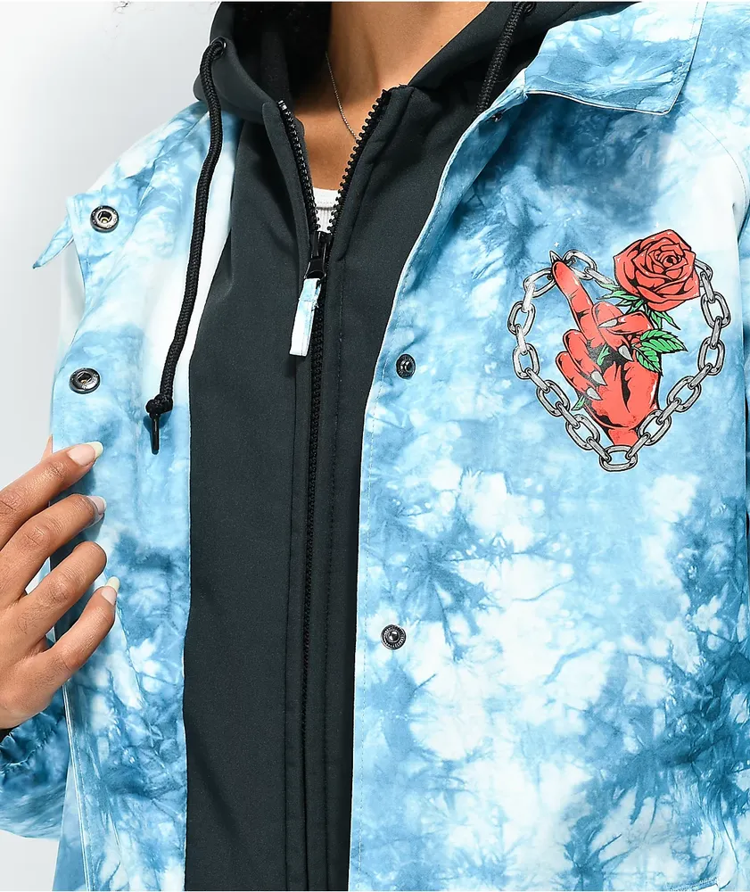 Broken Promises Could Be Different White & Teal Tie Dye Snowboard Jacket