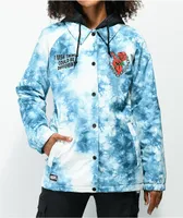 Broken Promises Could Be Different White & Teal Tie Dye Snowboard Jacket