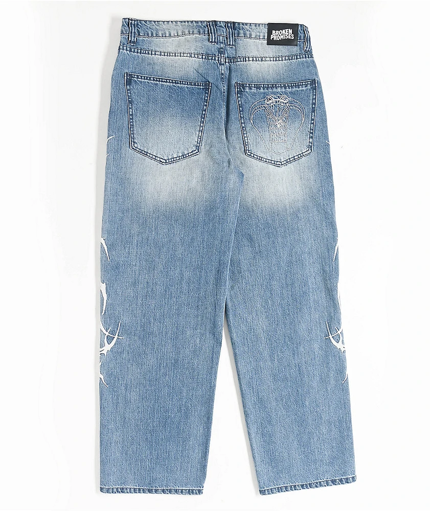 Broken Promises CyberSig Blue Wash Baggy Jeans