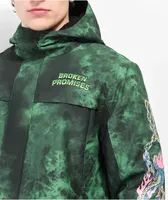 Broken Promises Dark Rider Men's Green & Black Tie Dye 10K Snowboard Jacket