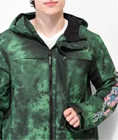 Broken Promises Dark Rider Men's Green & Black Tie Dye 10K Snowboard Jacket