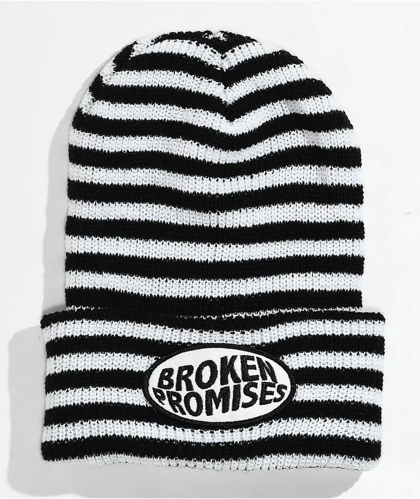 Broken Promises Dilated White Stripe Beanie