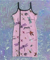 Broken Promises Dragonflies Pink Tank Dress