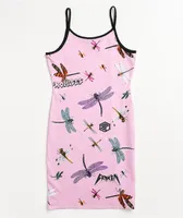 Broken Promises Dragonflies Pink Tank Dress