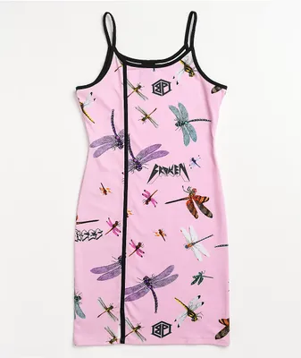 Broken Promises Dragonflies Pink Tank Dress
