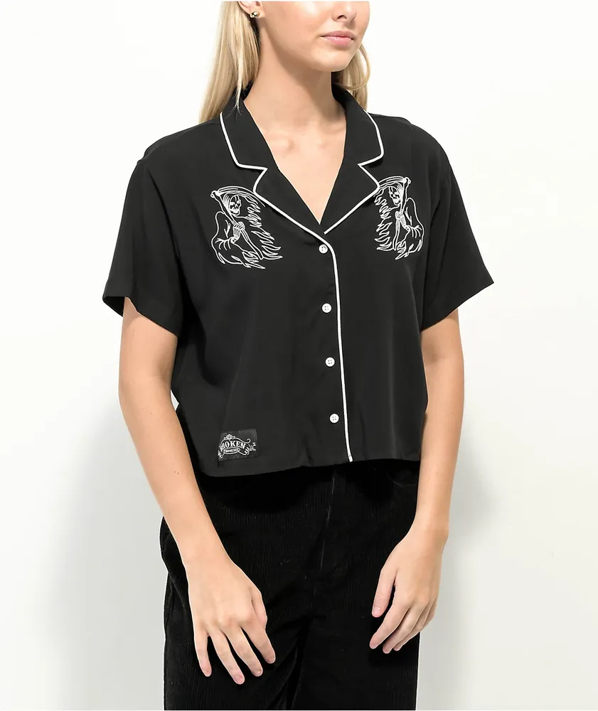 Broken Promises Duplicity Black Crop Short Sleeve Shirt