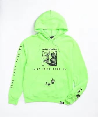 Broken Promises Easy Go Neon Green Hoodie