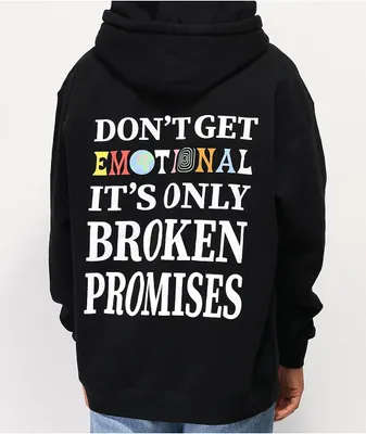 Broken Promises Emotional Black Hoodie 