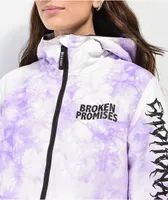 Broken Promises Emotional Wreck Purple & White Tie Dye Snowboard Jacket