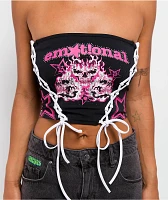 Broken Promises Emotionality Black Lace Up Tube Top