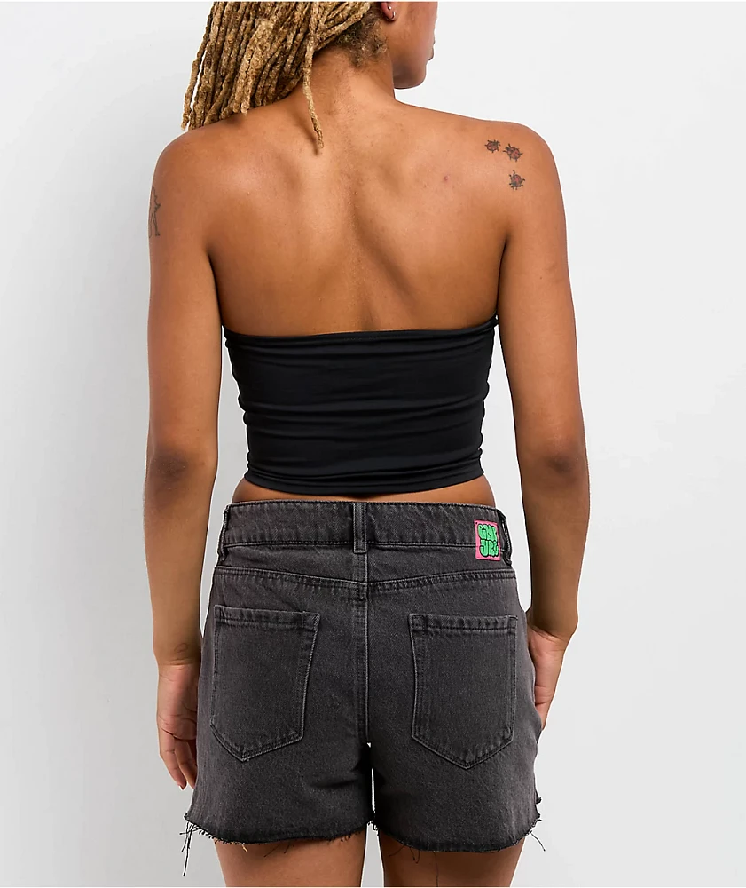 Broken Promises Emotionality Black Lace Up Tube Top
