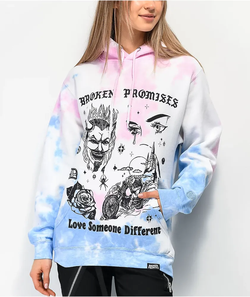 Broken Promises Enchanted Pink & Blue Tie Dye Hoodie