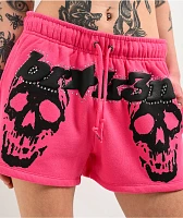 Broken Promises Faceless Pink Rhinestone Sweat Shorts