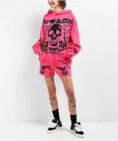 Broken Promises Faceless Pink Rhinestone Sweat Shorts