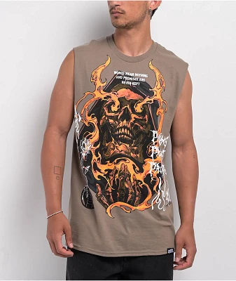 Broken Promises Fading Fire Khaki Tank Top