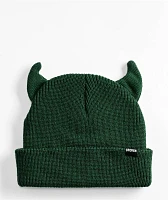 Broken Promises Forest Green Horn Beanie