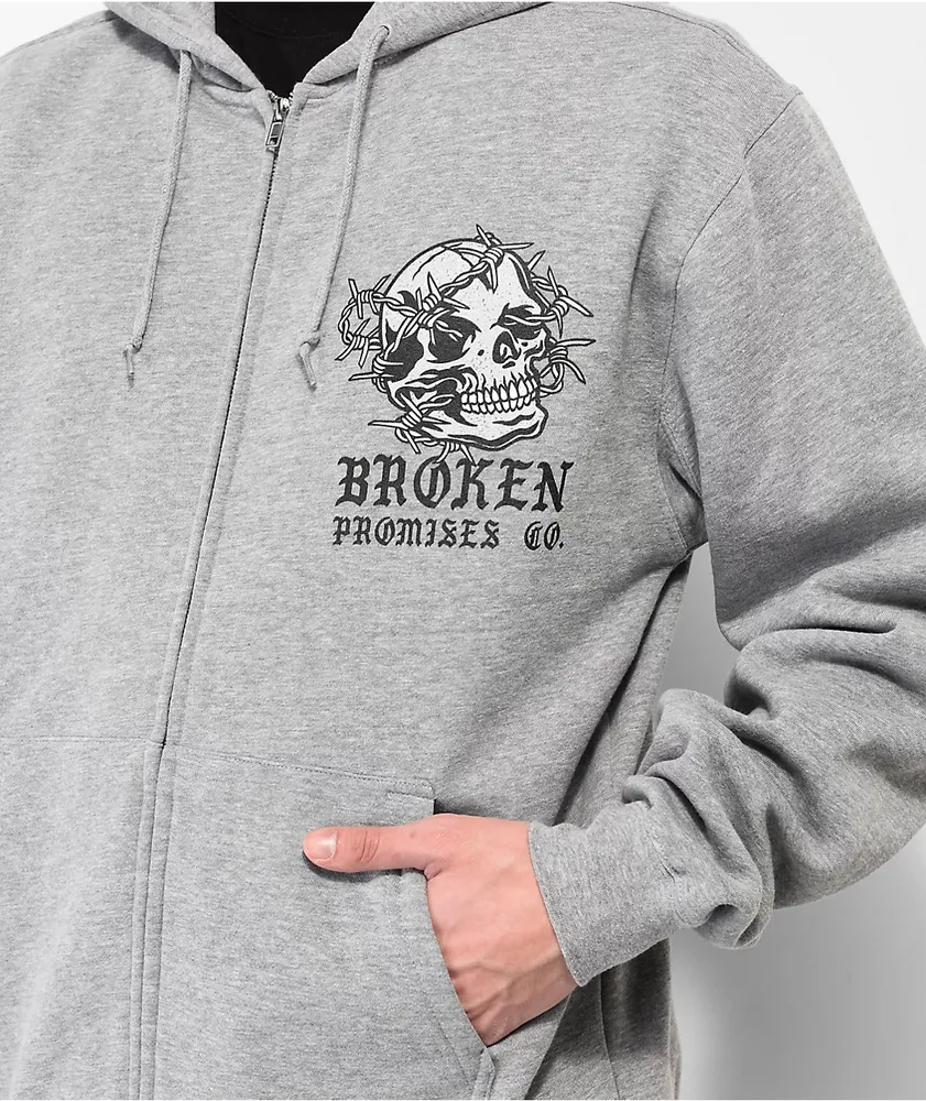 Broken Promises Forever After Grey Zip Hoodie