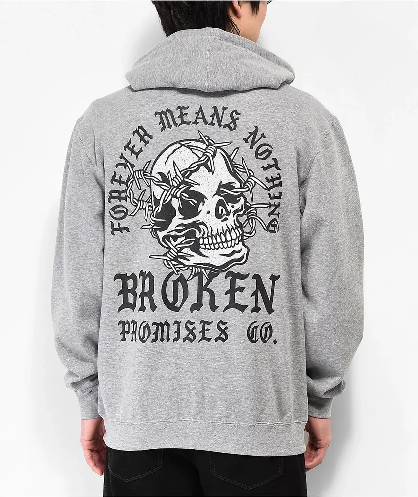 Broken Promises Forever After Grey Zip Hoodie