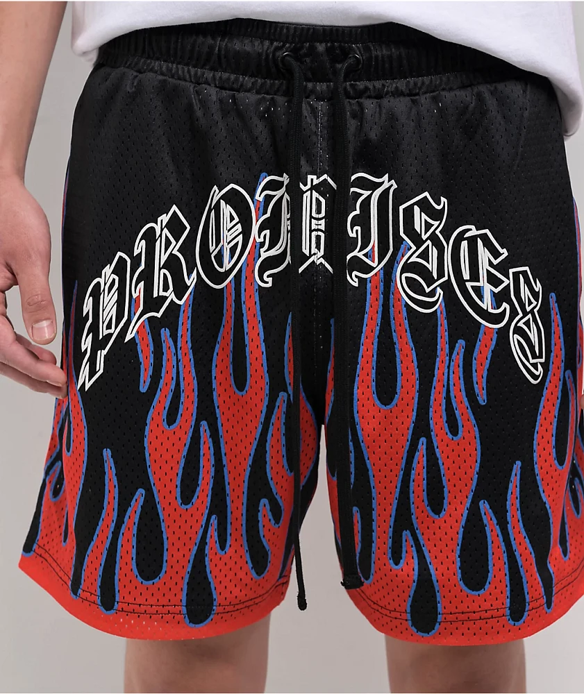 Broken Promises Frenemy Black & Red Mesh Shorts