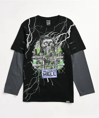 Broken Promises Gates Of Hell Stacked Long Sleeve T-Shirt