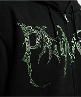 Broken Promises Graveyard Applique Black Zip Up Hoodie 