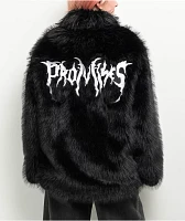 Broken Promises Graveyard Black Faux Fur Zip Jacket