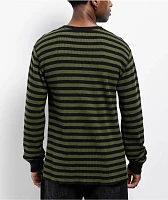 Broken Promises Graveyard Green & Black Stripe Thermal Long Sleeve T-Shirt