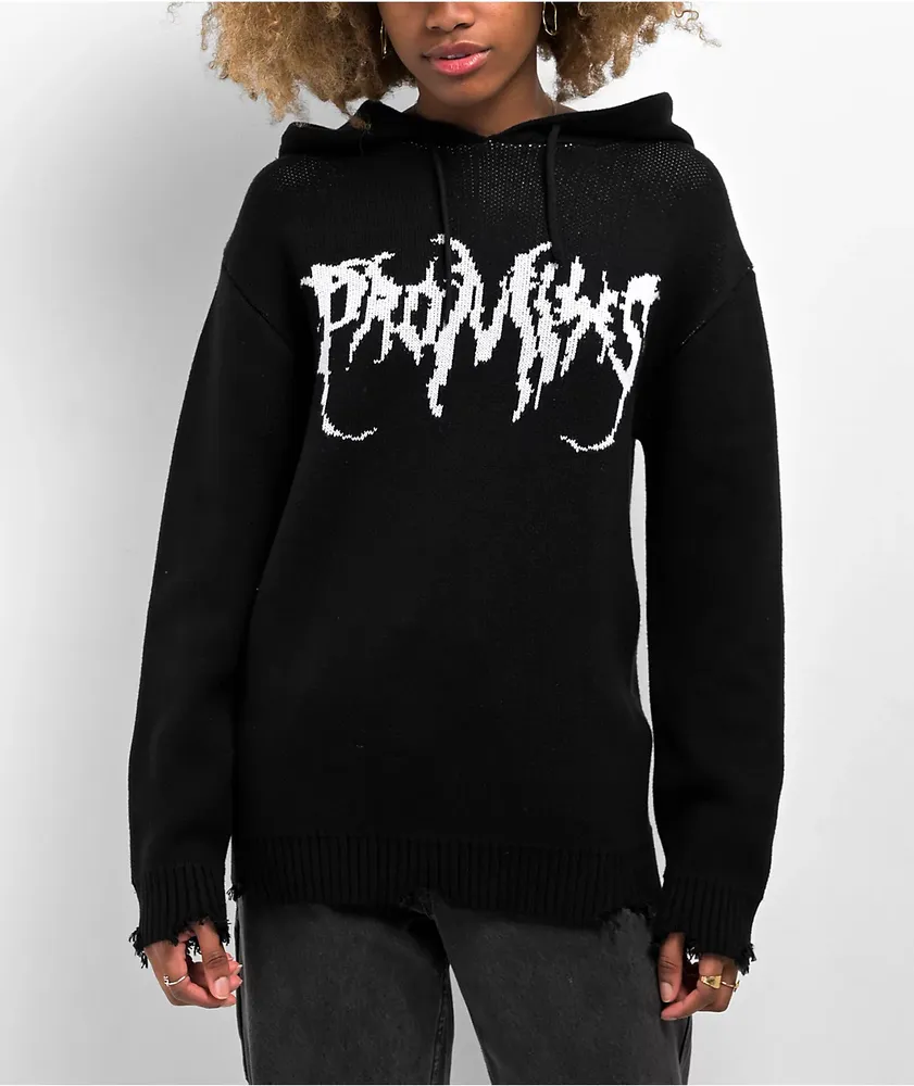 Broken Promises Graveyard Knit Black Hoodie