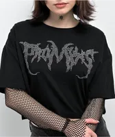 Broken Promises Graveyard Rhinestone 2Fer Long Sleeve T-Shirt