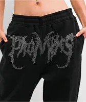 Broken Promises Graveyard Rhinestone Black Sweatpants