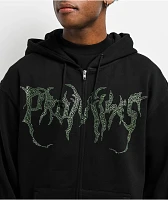 Broken Promises Graveyard Rhinestone Black Zip Up Hoodie 