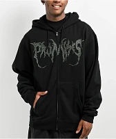 Broken Promises Graveyard Rhinestone Black Zip Up Hoodie 