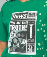 Broken Promises Headlines Splatter Green T-Shirt