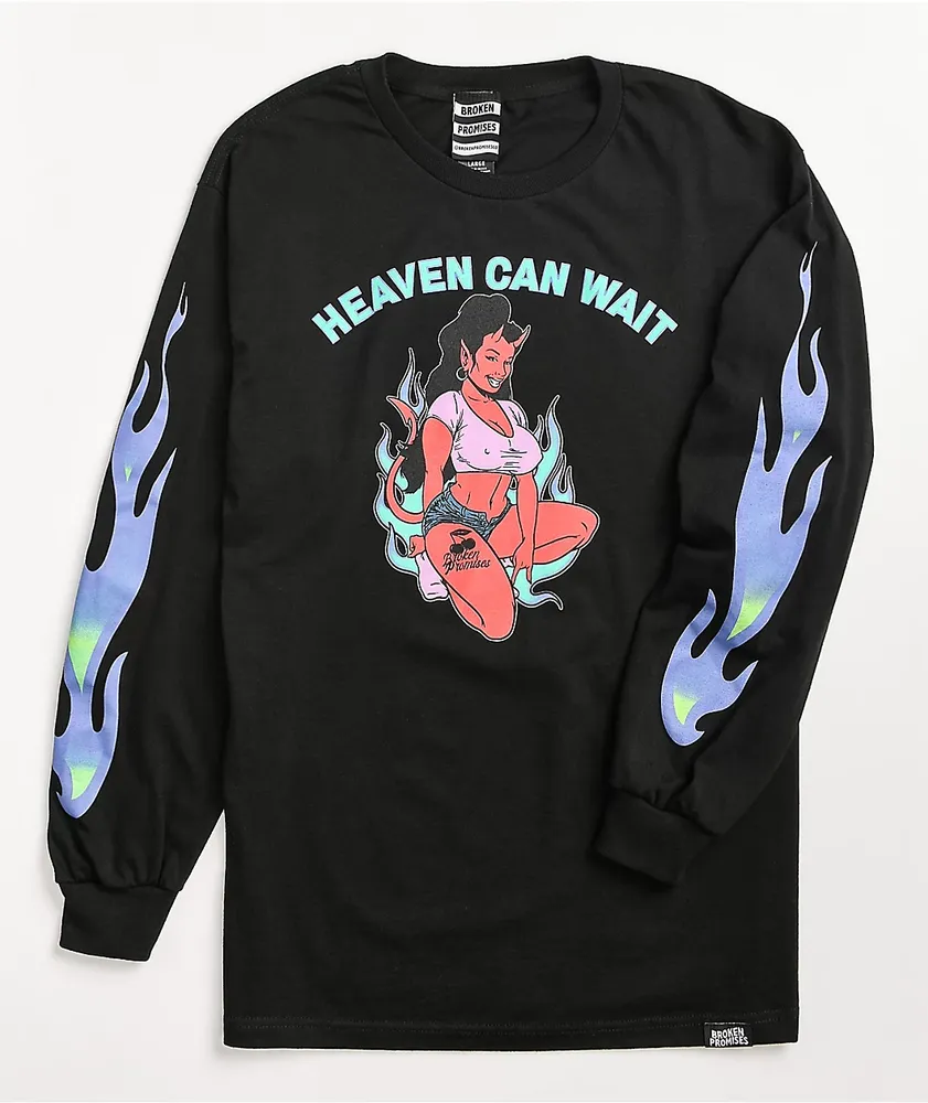 Broken Promises Heaven Can Wait Black Long Sleeve T-Shirt