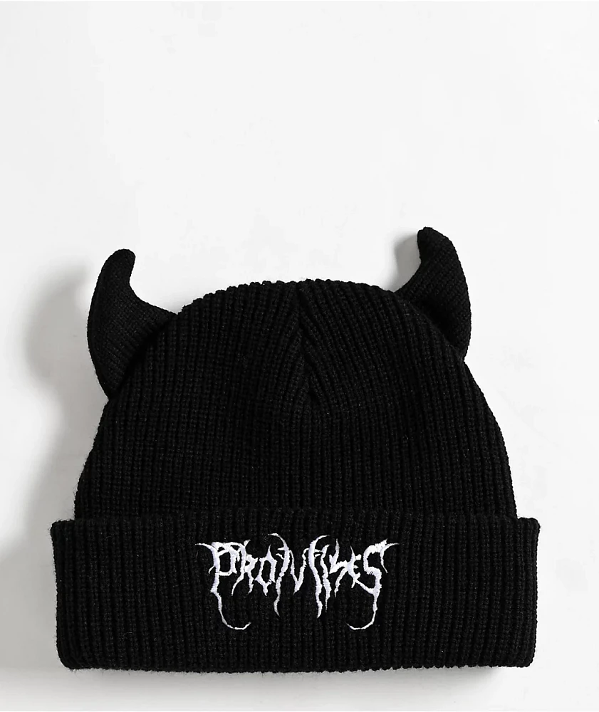 Broken Promises Horn Black Beanie